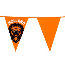 Oranje PE vlaggenlijn 6 meter 15 puntvlaggen met Leeuw en Holland opdruk - deoranjeartikelenshop 