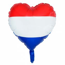 Folieballon Hart Nederlandse kleuren Rood-Wit-Blauw