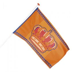 Koningsdag oranje vlag met kroon 90 x150 cm