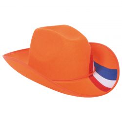 Oranje Cowboyhoed met rood wit blauwe vlag | Deoranjeartikelenshop