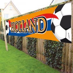 Oranje Holland spandoek met ballen afmeting 370 x 60 cm - deoranjeartikelenshop