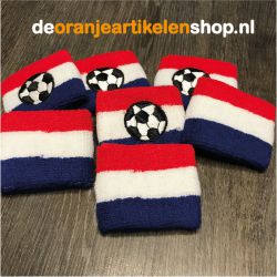Holland zweetband rood wit blauw met bal deoranjeartikelenshop