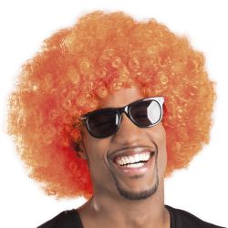 Afro pruik oranje - deoranjeartikelenshop 