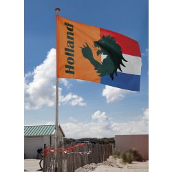 Nederlandse vlag met oranje tekst Holland en zwarte leeuwe 90 x 150 cm - deoranjeartikelenshop