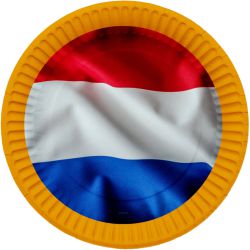 Oranje borden met Nederlandse vlag 23 cm, set van 8 stuks
