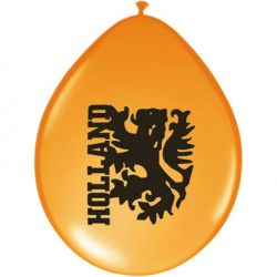 8 stuks Oranje ballonnen met tekst Holland en leeuw - deoranjeartikelenshop