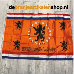 Hup Holland oranje vlag 100 x 70 cm met zwarte leeuwen - deoranjeartikelenshop