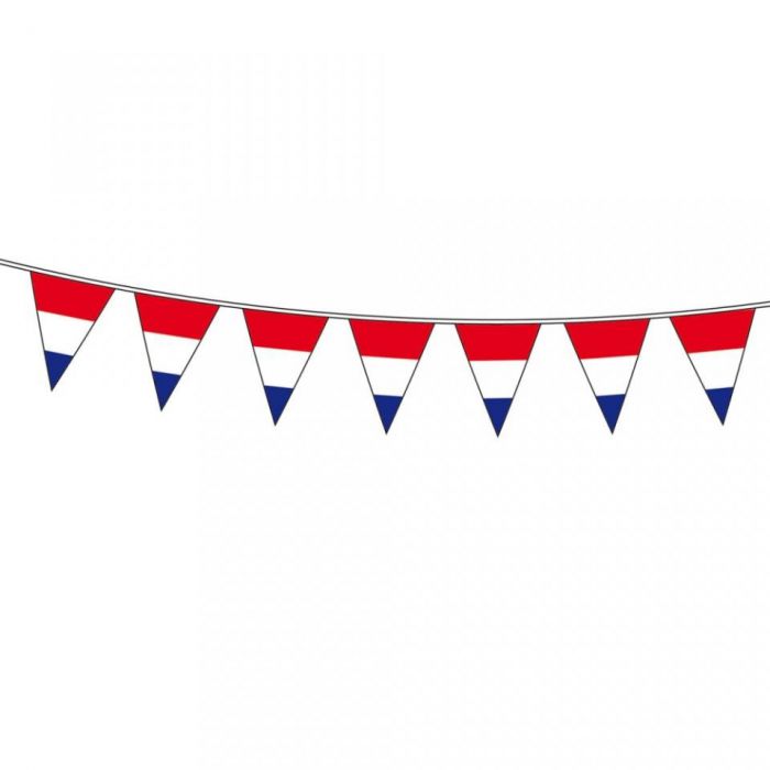 rood-wit-blauwe vlaggetjes lengte 10 meter 15 | Deoranjeartikelenshop
