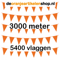 PARTIJHANDEL - 3000 meter vlaggenlijn met 5400 oranje puntvlaggen  - deoranjeartikelenshop