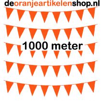 1000 meter vlaggenlijn met 1800 oranje puntvlaggen  - deoranjeartikelenshop
