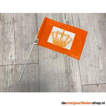 Oranje zwaaivlag kroon - Oranje Koningsdag artikel - Deoranjeartikelenshop